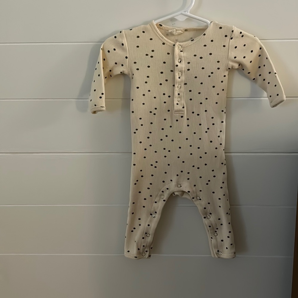 0-3 mon Quincy Mae ribbed polka-dot onesie